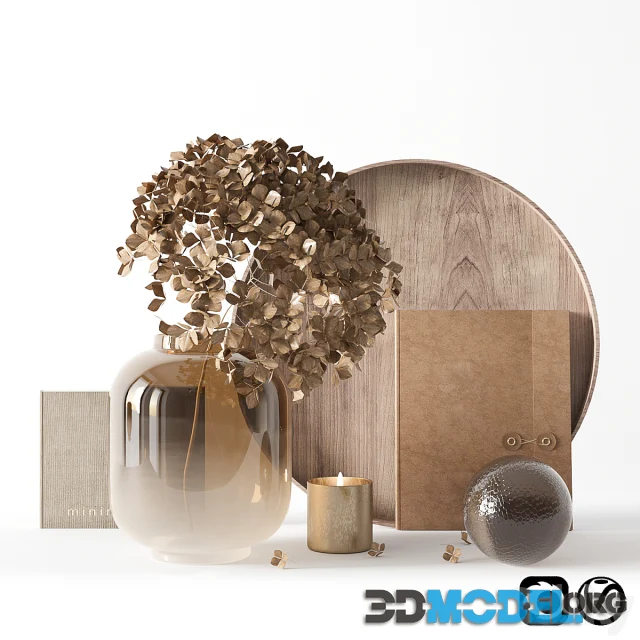 Decorative set with dryed hydrangea