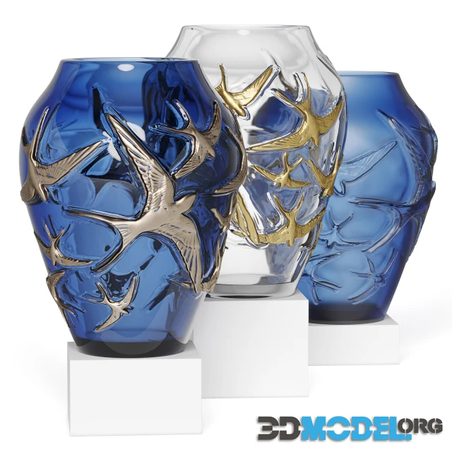 Lalique Vase hirondelles