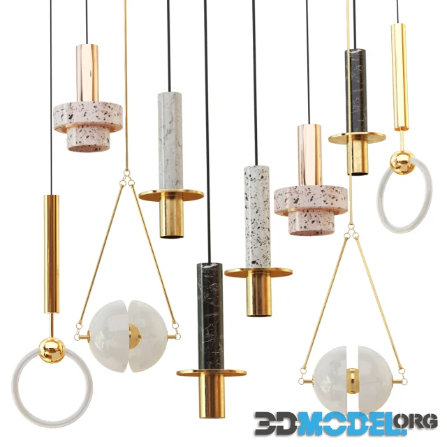 Set from four suspendeds chandeliers in modern style