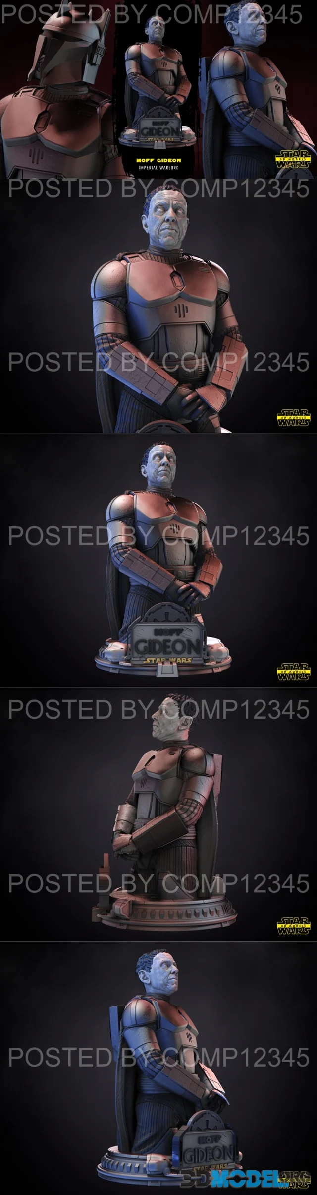 Star Wars - Moff Gideon Bust – Printable