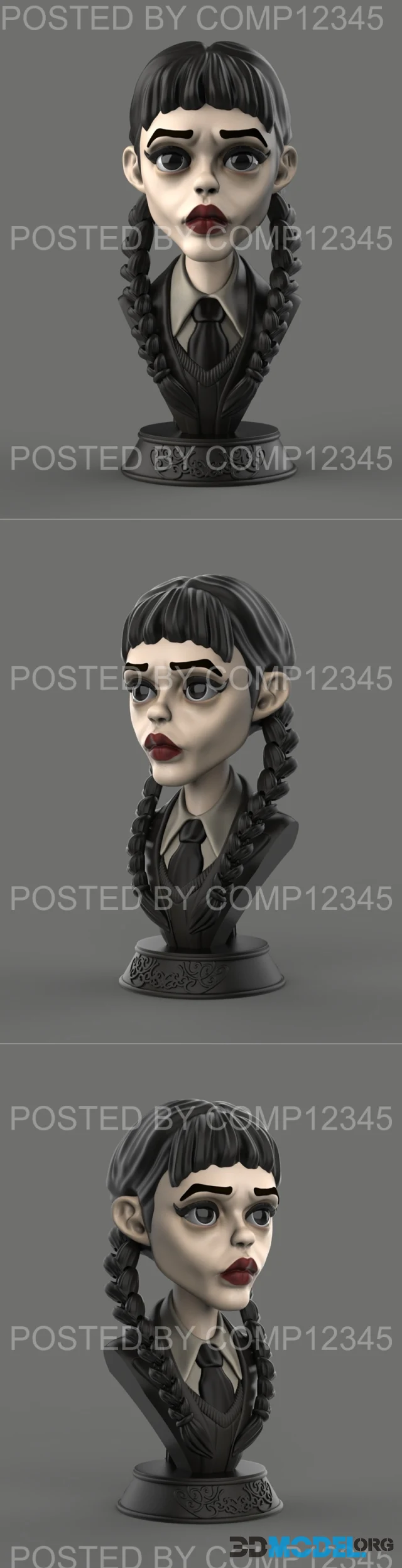 Wednesday Bust with Articulated Pigtails – Printable