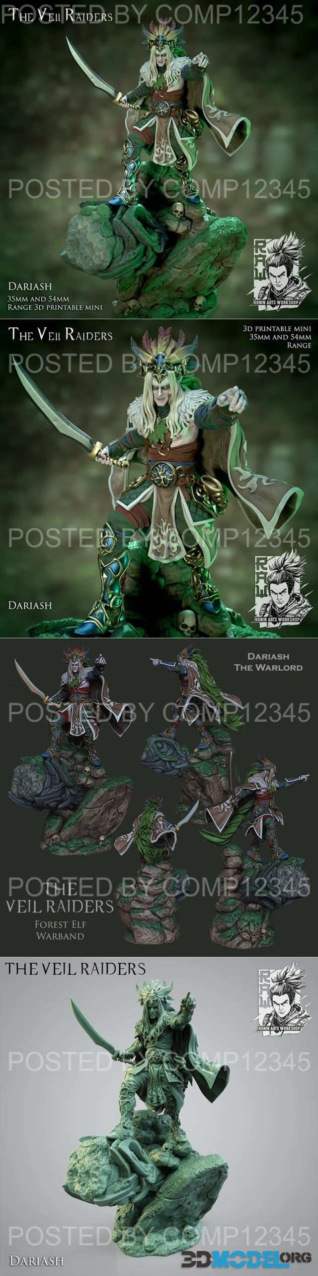 Ronin Arts Workshop - Dariash - Forest Elf Warlord – Printable