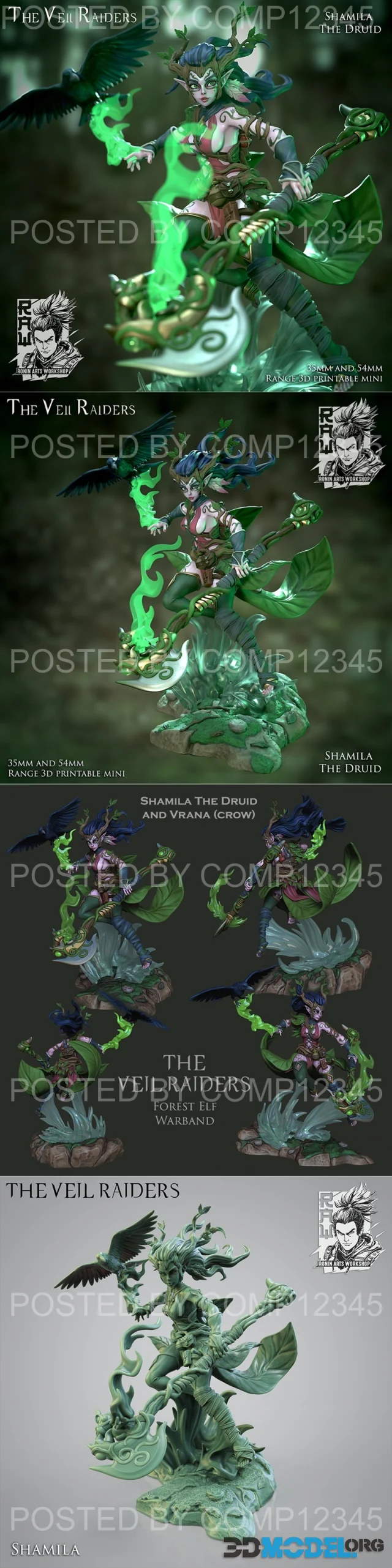 Ronin Arts Workshop - Shamila - Forest Elf Druid – Printable