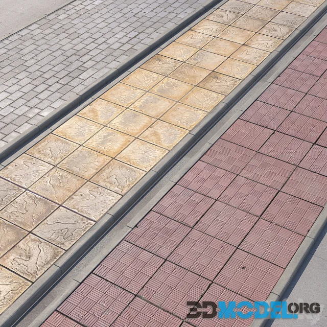 3 variants of pavement with road set_2