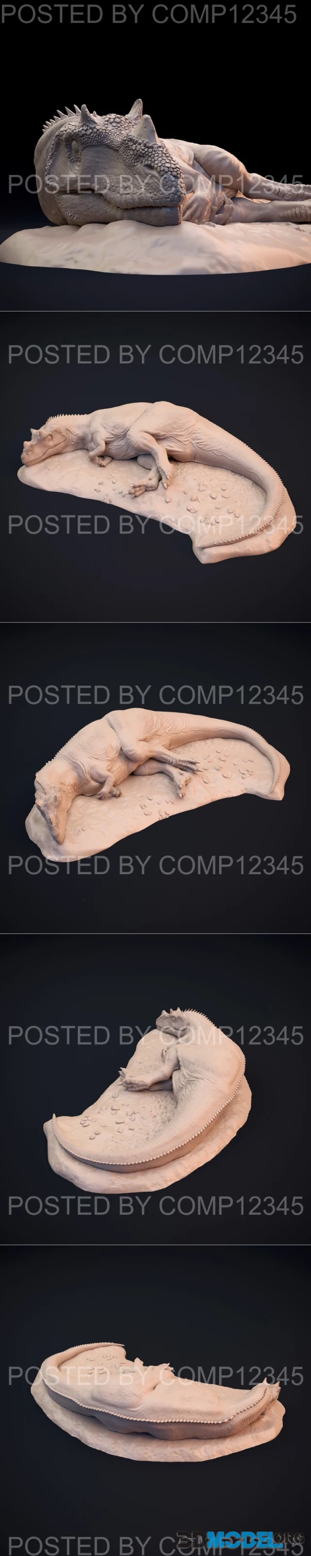 Ceratosaurus sleeping - dinosaur carnivore – Printable
