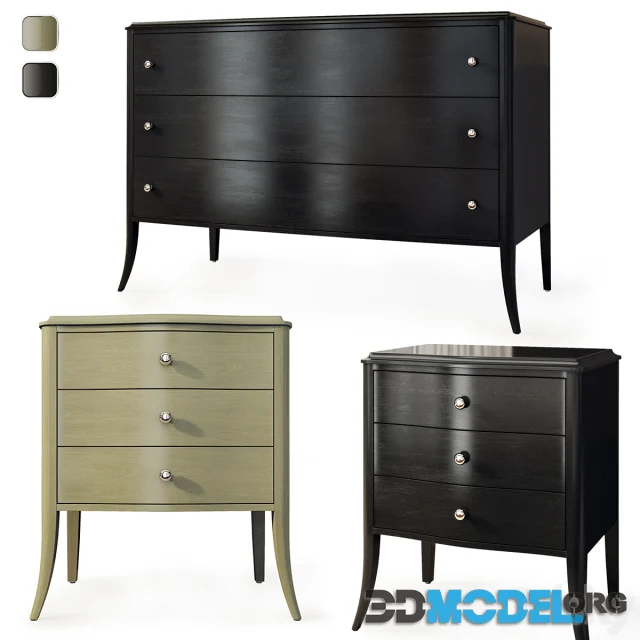 Chest of drawers and bedside table Tiffany from Pinskdrev