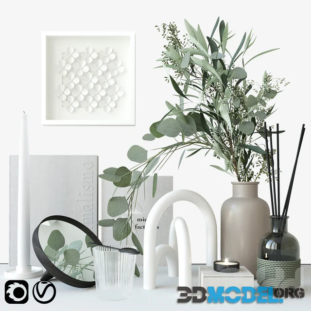 Decorative set with eucalyptus