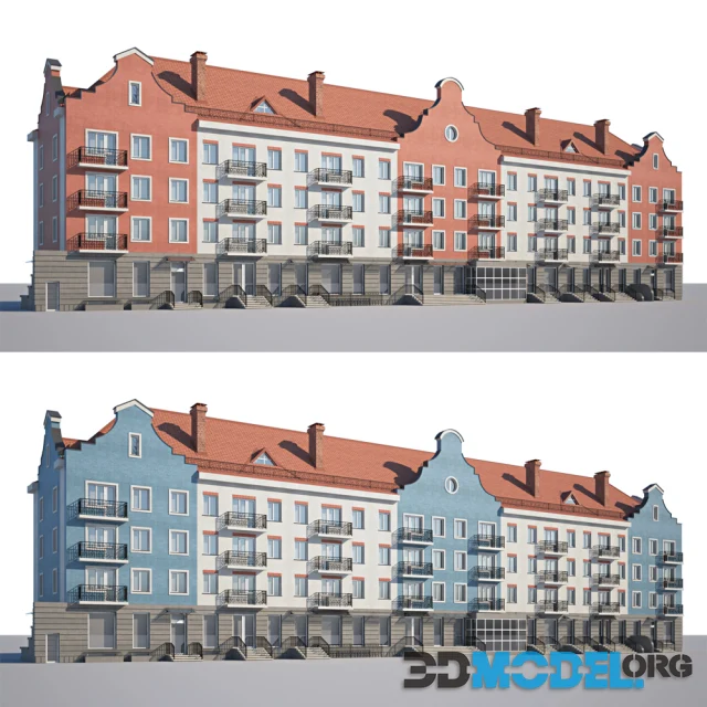 Facade of low-rise houses