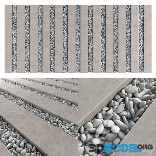 Paving long line plate pebble n1 and Paving long line plate with pebbles