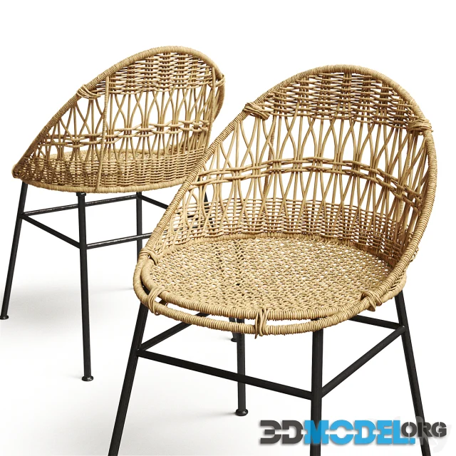 Rounded Wicker Rattan Dining Desk Chair