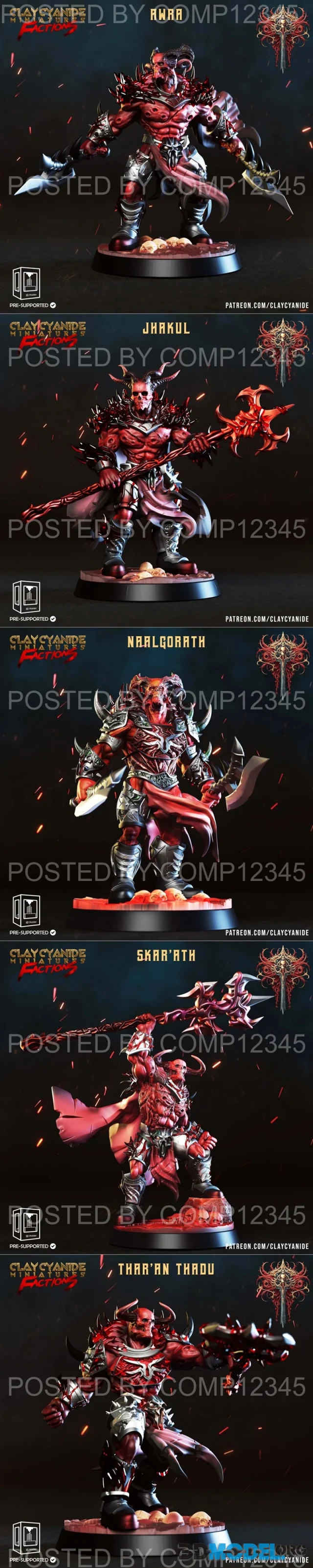 Clay Cyanide Miniatures - Awra, Jhakul, Naalgorath, Thar'an Tadu, Skar'ath – Printable