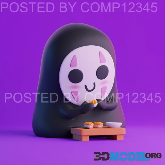 Cute Kaonashi eating sushi – Printable