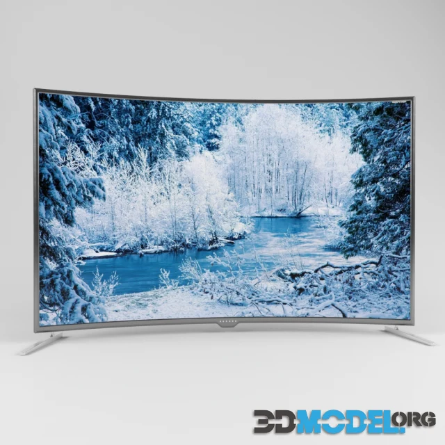 A Huge TV With A Curved Screen 2500