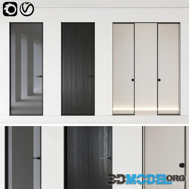 Aladin Swing Mono and Pocket door by Glas Italia Set 01