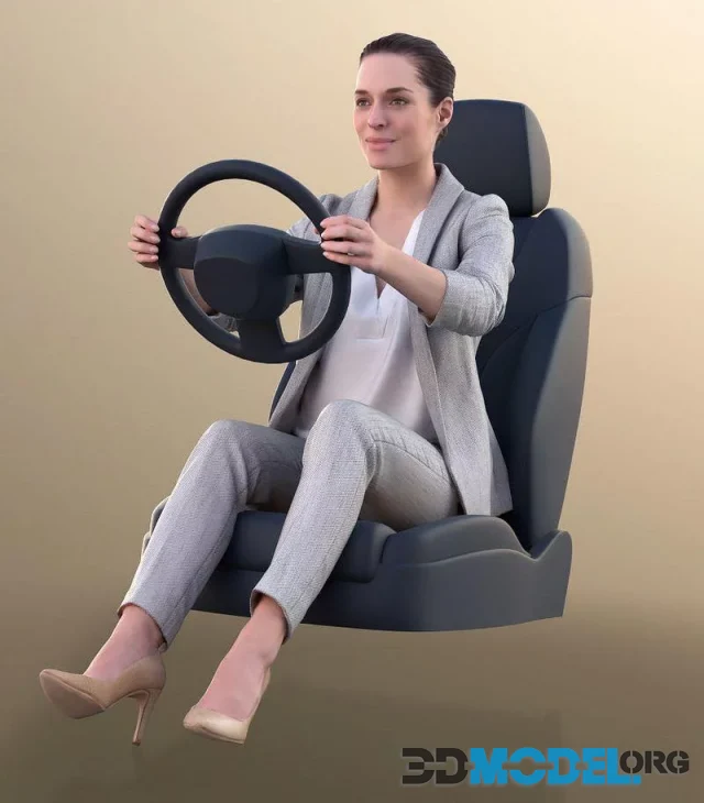 Business Woman Driving A Car (PBR)