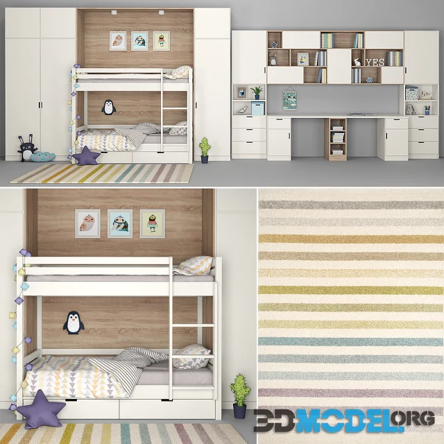 Furniture for childrens room with a decor for two children (with carpet Benuta Teppich)