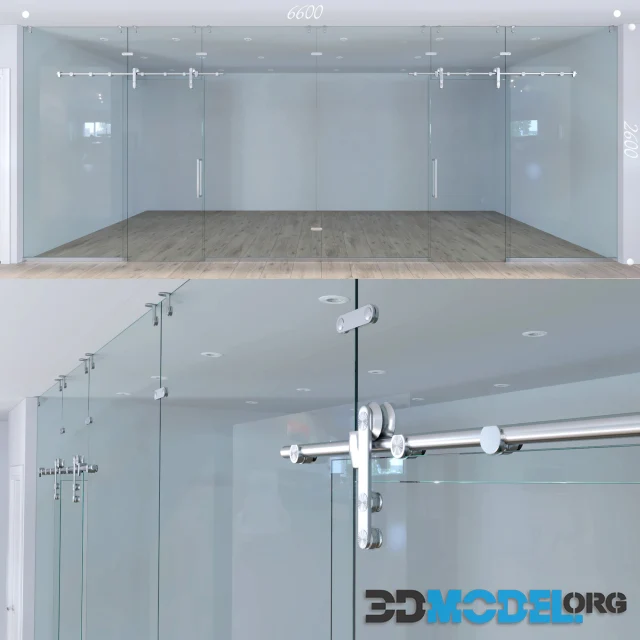 Glass partition with sliding doors – 1