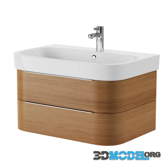 Happy D.2 H2636 Vanity Unit Wall-mounted Washbasin by Duravit