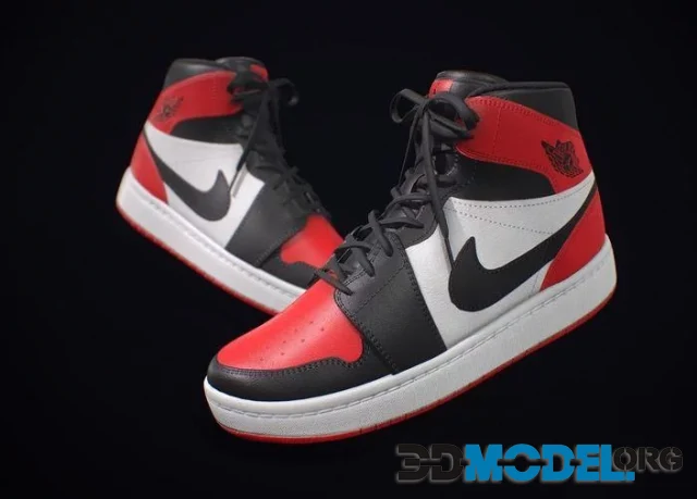 Nike Air Jordan Red White Low-poly (PBR)
