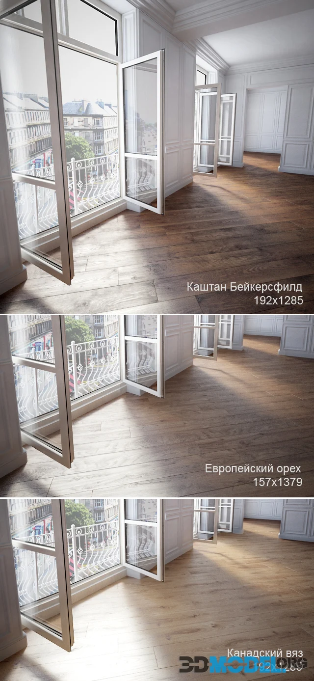 Parquet 3 species European walnut and Canadian elm and chestnut Bakersfield
