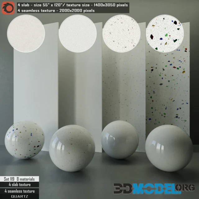 Quartz Slab & Seamless texture Set 119