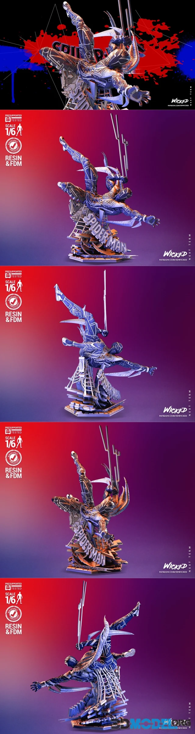 Wicked - Spiderman 2099 Statue – Printable