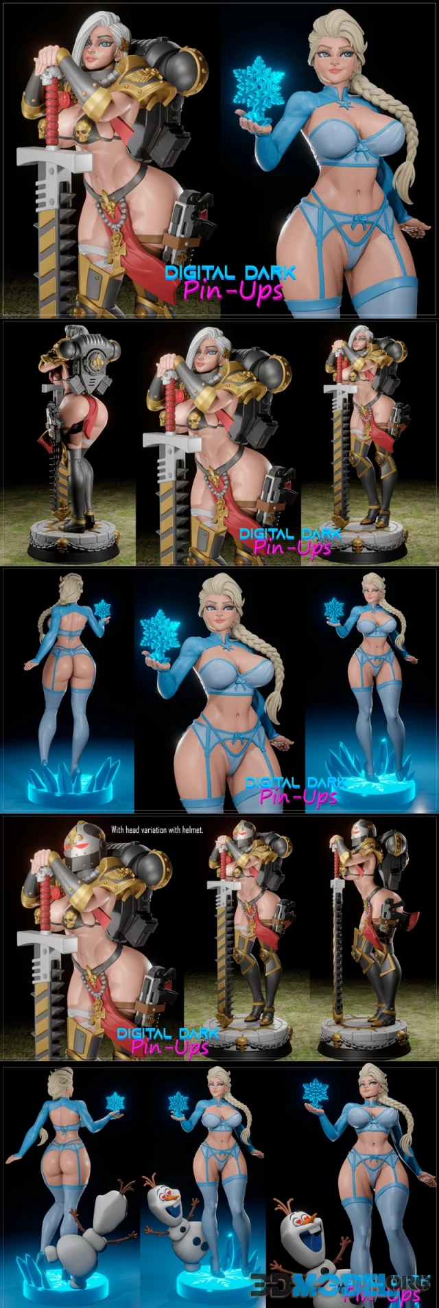 Digital Dark Pin-Ups - Battle Thick and Elsa – Printable