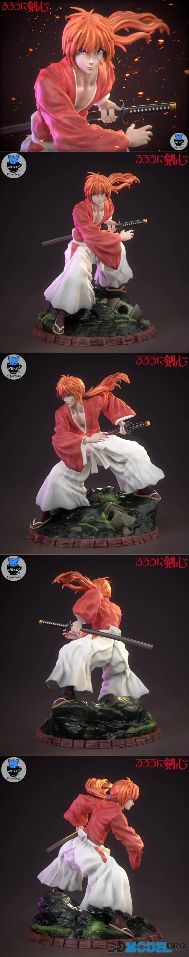 Neko Figurines - Himura Kenshin (Rurouni Kenshin) – Printable