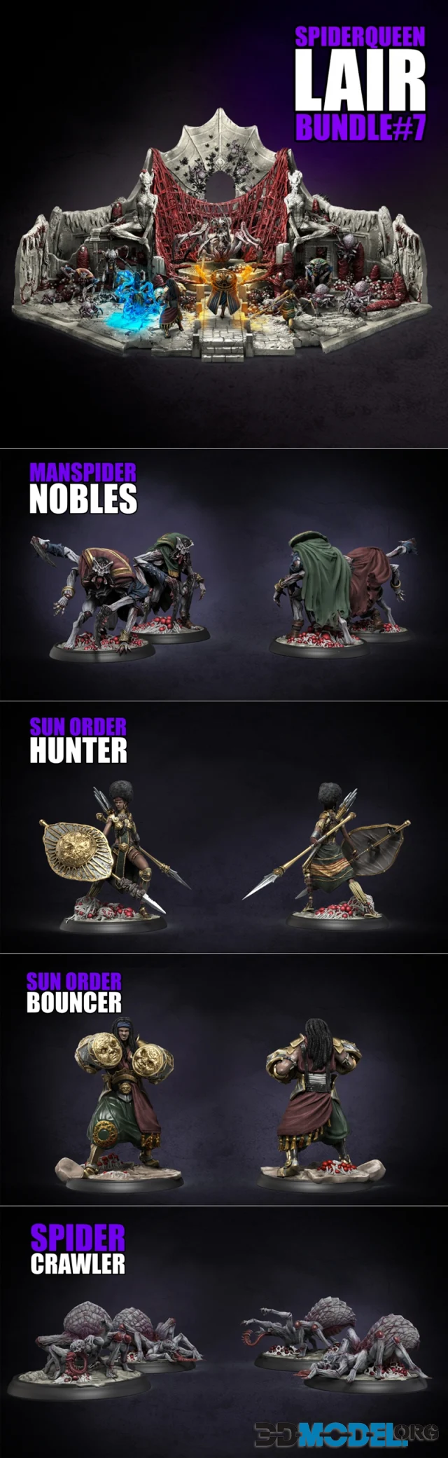Necropunks Miniatures - Spider Queen Lair Bundle 7 – Printable