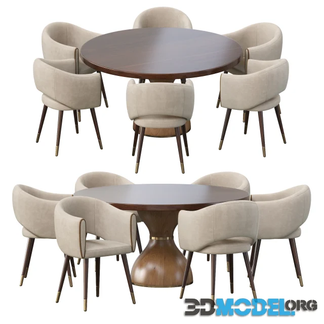GRACE ARMCHAIR and POINT REYES BOTTICELLI LARGE ROUND DINING TABLE