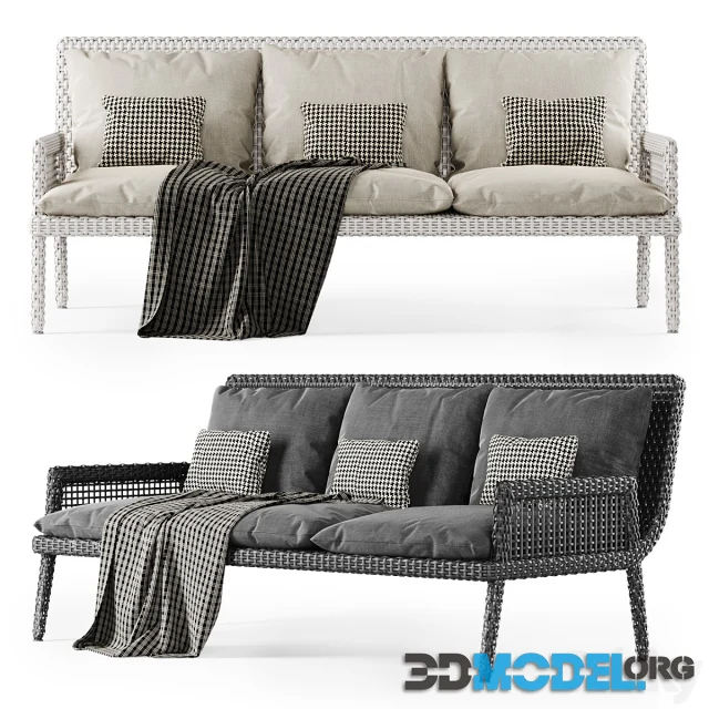 Rattan three-seater sofa DR53