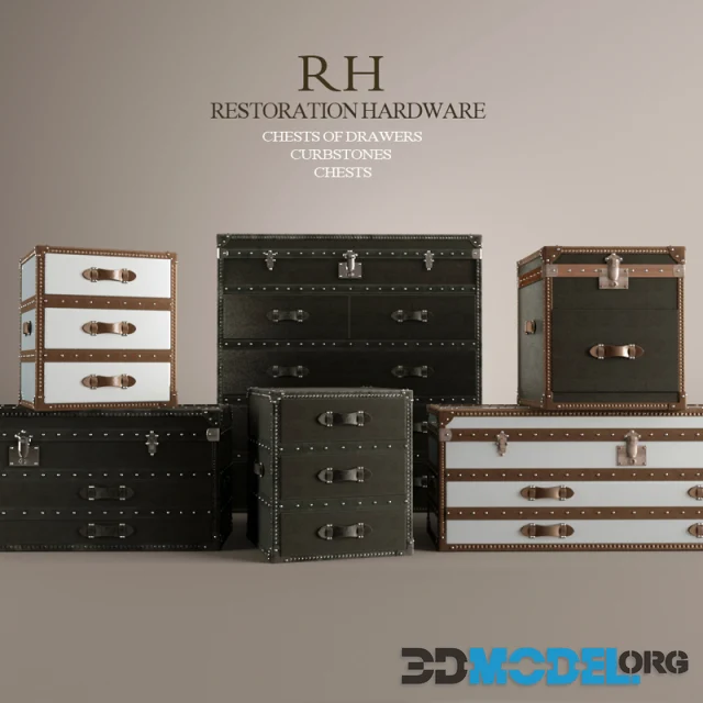 RH Mayfair Steamer Trunk Coffee Table 3d model