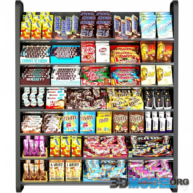 Shelf in the supermarket with sweets