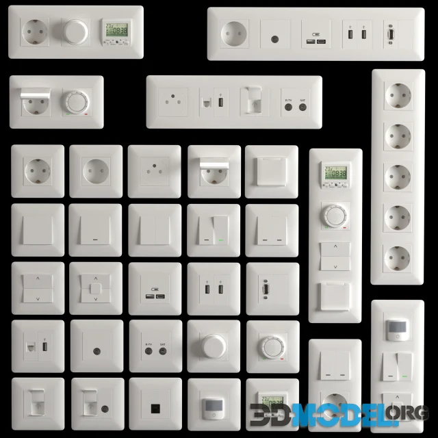 3D Model – UNICA NEW Schneider Electric socket set