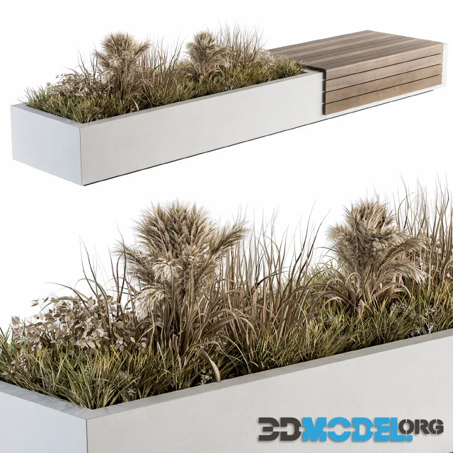 Urban Furniture Architecture Bench with Plants 07