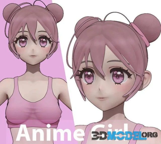 3d Model Anime Girl Basemesh Pbr