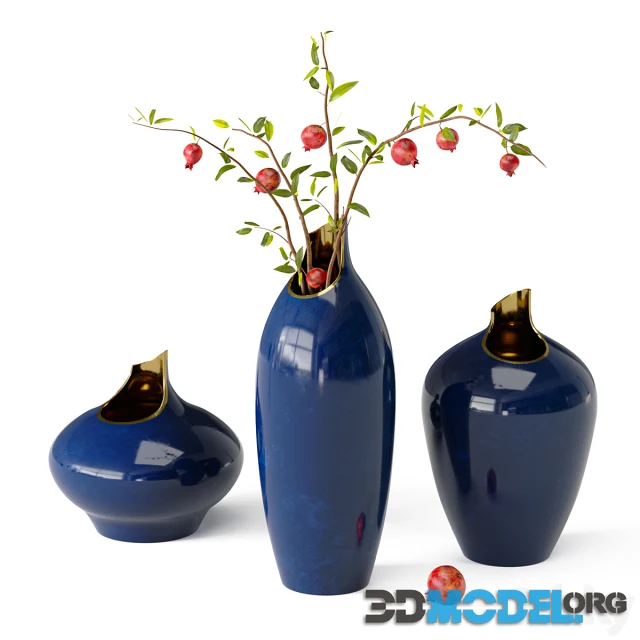 Artipieces Akia vase set with pomegranate branches