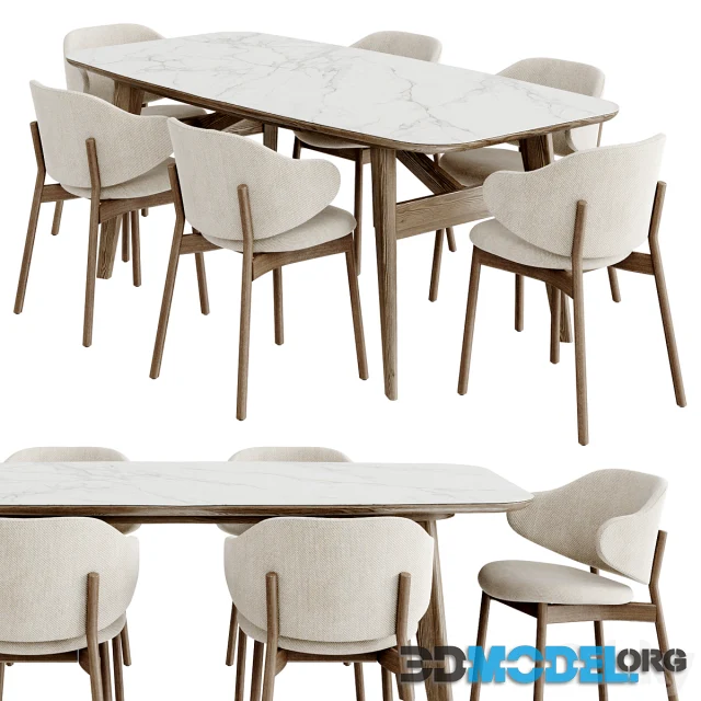 3D Model – Dinning Set 108 (Calligaris HOLLY chair and Abrey table by ...