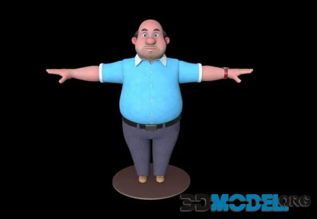 3d Model – Fat Man Cartoon Character (pbr)