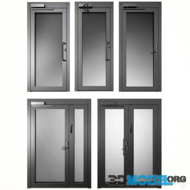 Metal fire doors set