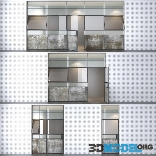 SET 4 Steel doors wired glass wireglass