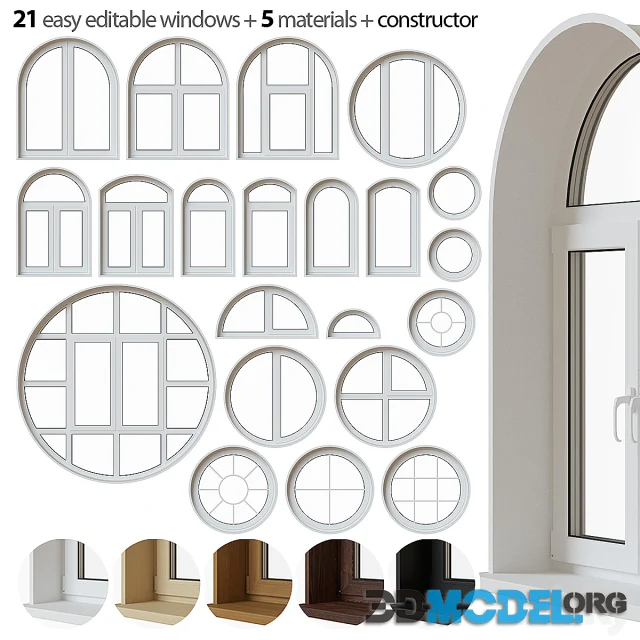 Set of round and arched windows