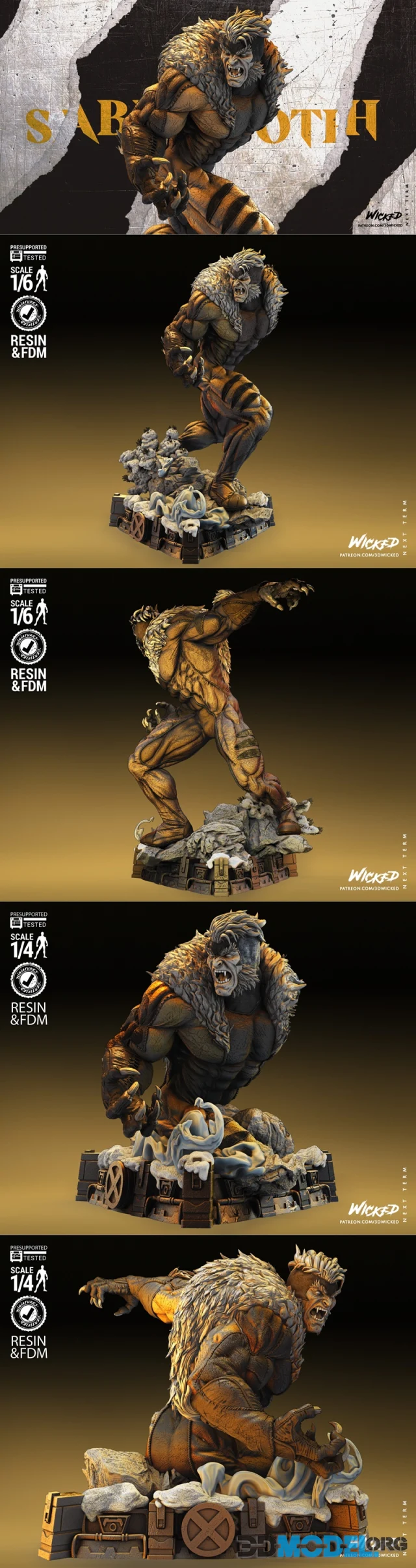 Wicked - SabreTooth Statue and Bust – Printable