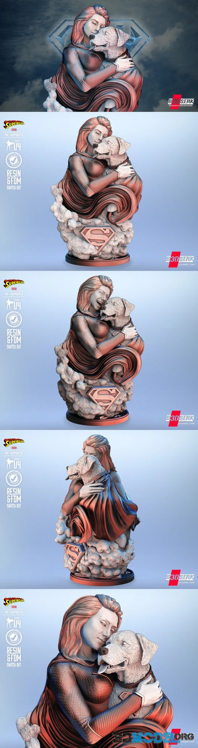 B3DSERK - Super Girl and Crypto Bust – Printable