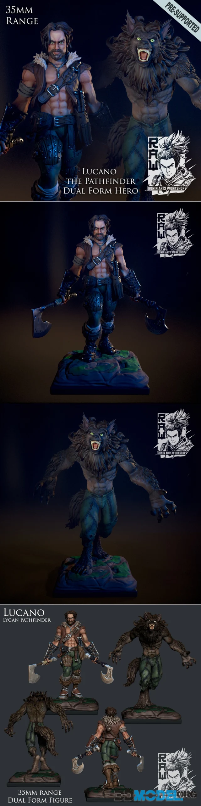 Ronin Arts Workshop - Lucano The Lycan Pathfinder – Printable