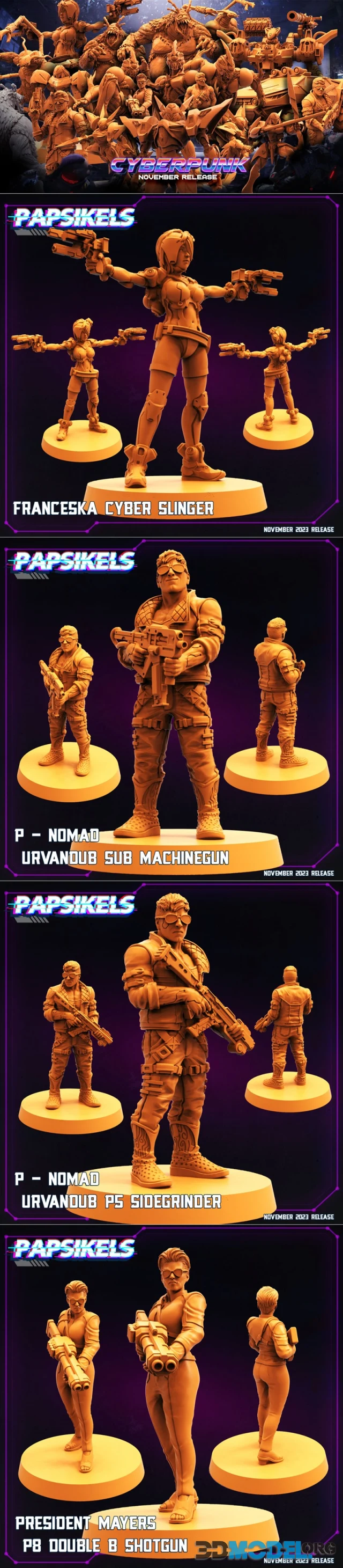 Papsikels Miniatures - Cyberpunk November 2023 – Printable