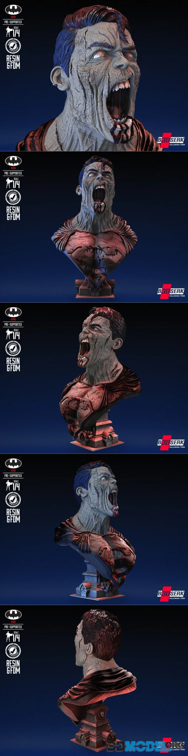 B3DSERK - Superman Zombie Bust – Printable