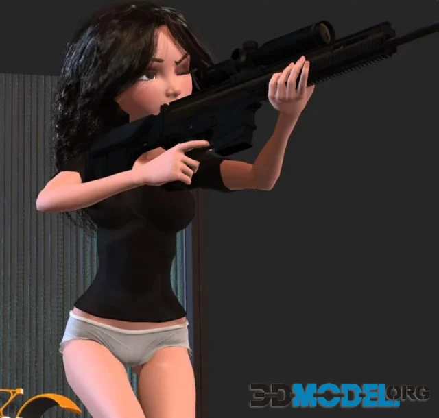 Anika brunette girl with a gun (PBR)