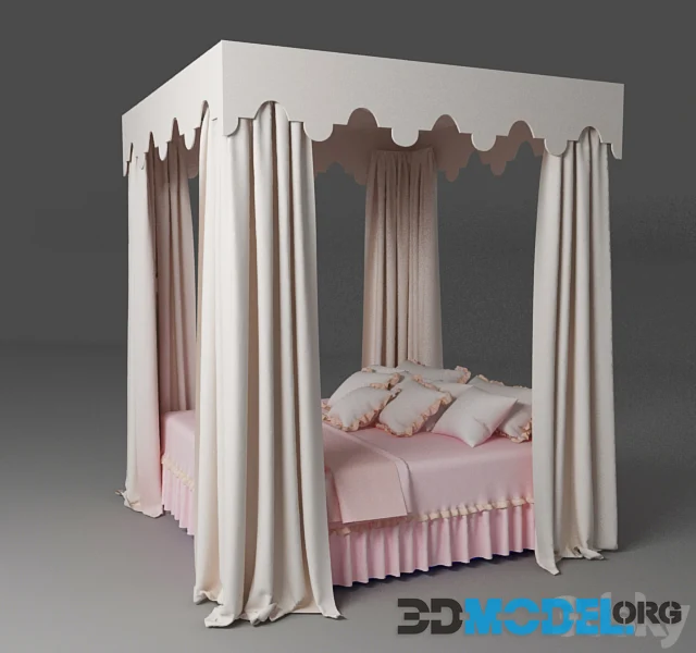 Queen Bed Askona Orlando - 3D Model for Corona, VRay