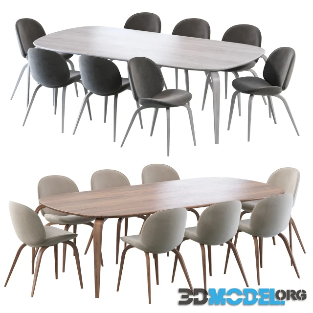 Beetle Dining Chair and Gubi Dining Table Elliptical